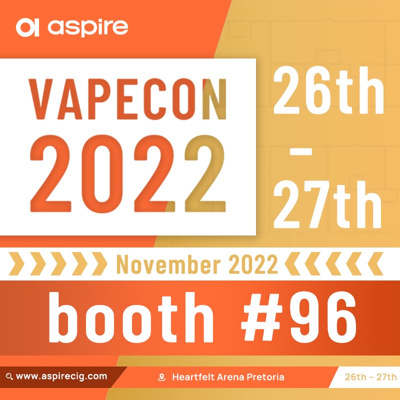 Aspre will showcase its classical and newest vapes at VAPECON SA 2022, hope to meet you at booth #96